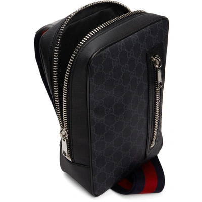 GG black belt bag. Features black soft GG supreme, coated