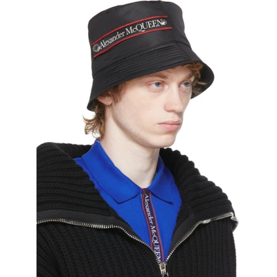 Shop Alexander Mcqueen Black Graffiti Logo Bucket Hat In 1000 Black