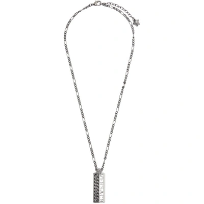 Shop Versace Silver Cutout Pendant Necklace In 4j150 Silve