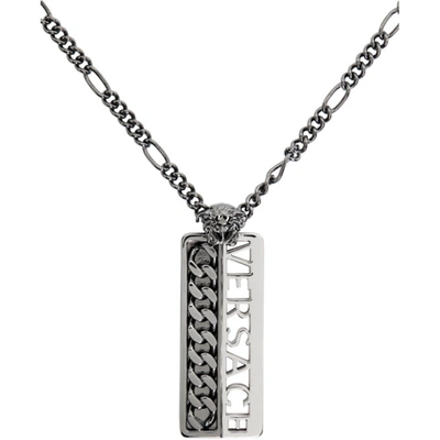 Shop Versace Silver Cutout Pendant Necklace In 4j150 Silve