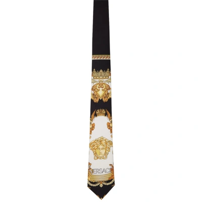 Shop Versace Black & Gold Medusa Renaissance Print Tie In 5b070 Blkgl