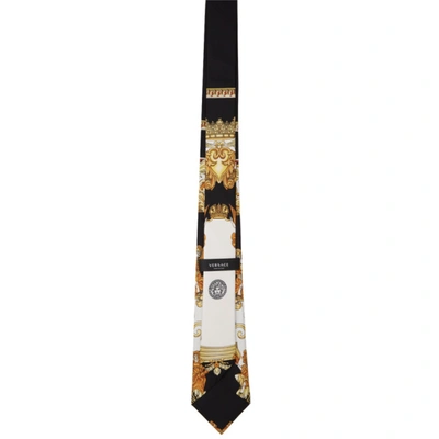 Shop Versace Black & Gold Medusa Renaissance Print Tie In 5b070 Blkgl