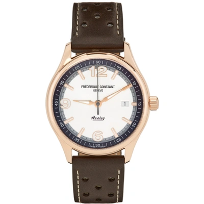 Shop Frederique Constant Gold & Brown Healey Edition Vintage Rally Automatic Watch In Gold/brown