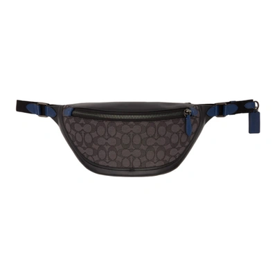 Shop Coach Grey & Black Signature Jacquard League Belt Bag In Ji/charcoal/black