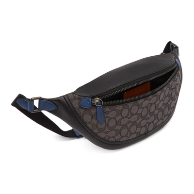 Shop Coach Grey & Black Signature Jacquard League Belt Bag In Ji/charcoal/black