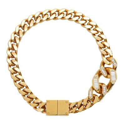 Shop Burberry Gold Crystal Detailed Curb Chain Necklace In Light Gold