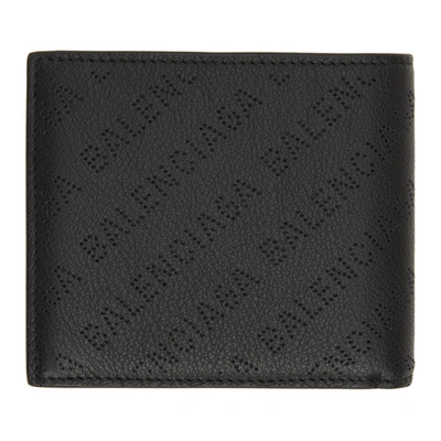 Shop Balenciaga Black Cash Perforated Logo Bifold Wallet In 1000 Black