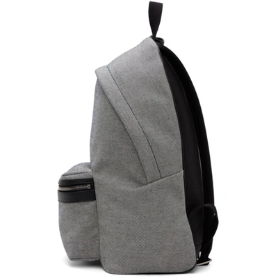 Shop Saint Laurent Black & White Nylon & Leather City Backpack In 9098 Greggio