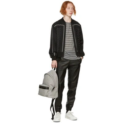 Shop Saint Laurent Black & White Nylon & Leather City Backpack In 9098 Greggio