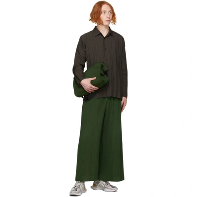 Shop Issey Miyake Green Roll Pleats Bag In 62-green/teal Green