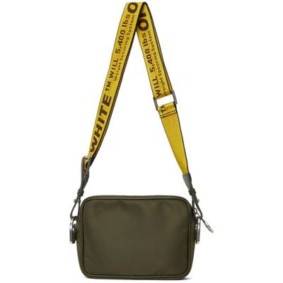 Shop Off-white Green Nylon Logo Bag In Green/white