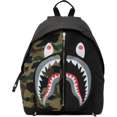 Bape Black 1st Camo Shark Day Backpack In Bkx Black | ModeSens
