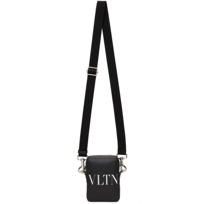 Shop Valentino Black Small 'vltn' Crossbody Bag In 0ni Nero/bianco