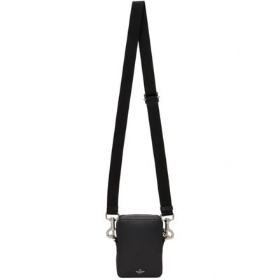 Shop Valentino Black Small 'vltn' Crossbody Bag In 0ni Nero/bianco