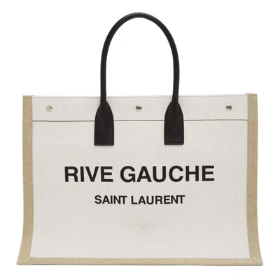 Shop Saint Laurent Off-white 'rive Gauche' Tote In 9280 Whbkna