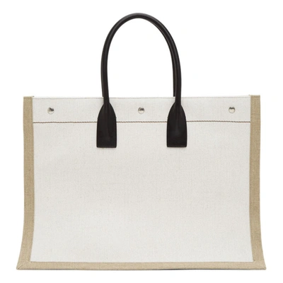 Shop Saint Laurent Off-white 'rive Gauche' Tote In 9280 Whbkna