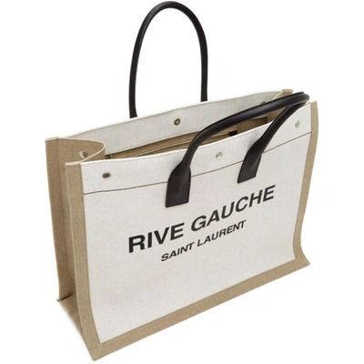 Shop Saint Laurent Off-white 'rive Gauche' Tote In 9280 Whbkna