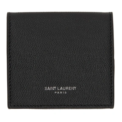 Shop Saint Laurent Black Logo Foldable Wallet In 1000 Black