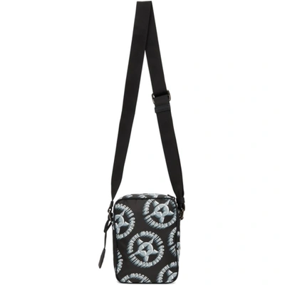 Shop Moschino Black Nylon Logo Star Print Messenger Bag In A1555 Black