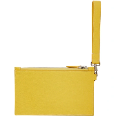 Shop Burberry Yellow Icon Stripe Laurie Zip Pouch In Marigold Yellow