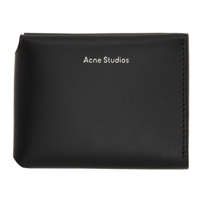 Shop Acne Studios Black Logo Trifold Wallet