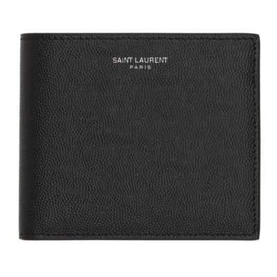 Shop Saint Laurent Black Grained East/west Wallet In 1000 Black