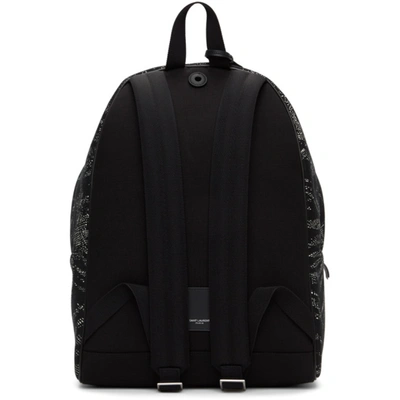 Shop Saint Laurent Black & White Palm Print City Backpack In 1095 Blkvoi