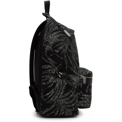 Shop Saint Laurent Black & White Palm Print City Backpack In 1095 Blkvoi