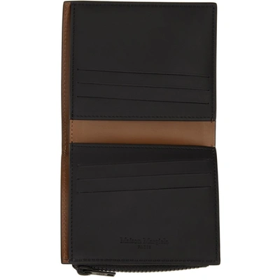 Shop Maison Margiela Brown & Black Leather Zip Wallet In T2168 Bruciato