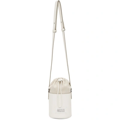 Shop Maison Margiela White & Beige Mini 5ac Bucket Bag In T1003 White