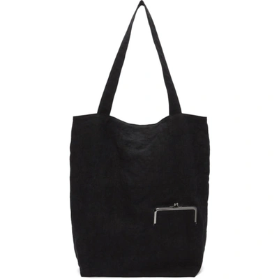 Shop Yohji Yamamoto Black Linen 'discord' Clasp Tote