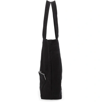 Shop Yohji Yamamoto Black Linen 'discord' Clasp Tote