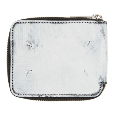 Shop Maison Margiela Black & White Hand-painted Zip-around Wallet In H1532 Black/white