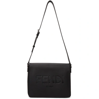 Shop Fendi Black Logo Messenger Bag In F0gxn Black