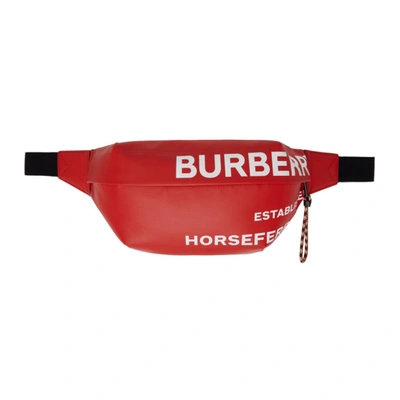 Shop Burberry Red 'horseferry' Sonny Bum Bag In Red/white