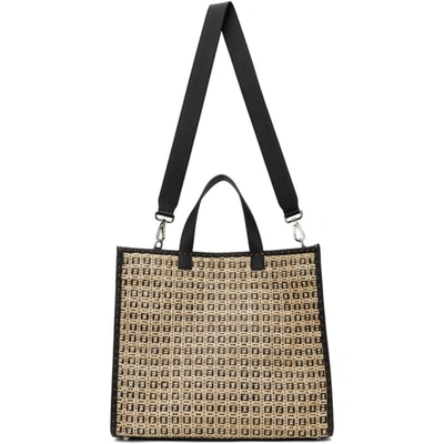 Shop Fendi Beige & Black Woven Shopper Tote In F013c - Nat