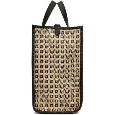 Shop Fendi Beige & Black Woven Shopper Tote In F013c - Nat