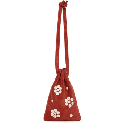 Bode Red Pearly Flower Cinched Bag | ModeSens