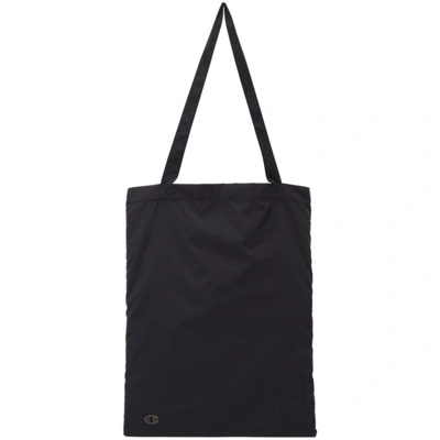 Shop Rick Owens Black Champion Edition Nylon Shopper Tote Bag In 09 Black