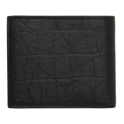 Shop Saint Laurent Black Croc Monogram East/west Wallet In 1000 Black