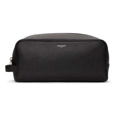 Shop Saint Laurent Black Grain De Poudre Grooming Pouch In 1000 Black