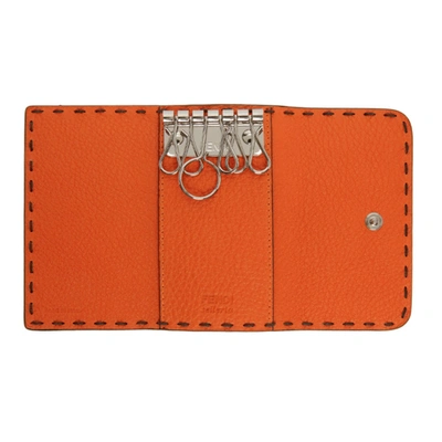 Shop Fendi Grey & Orange Key Case Wallet In F05ic Aspha
