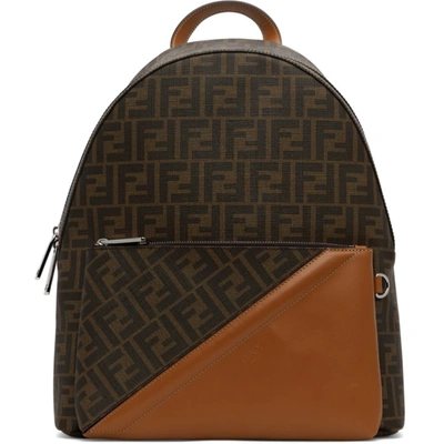 Shop Fendi Brown Leather 'ff' Backpack In F1dza - Tab