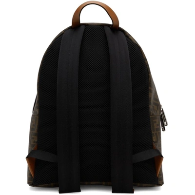 Shop Fendi Brown Leather 'ff' Backpack In F1dza - Tab