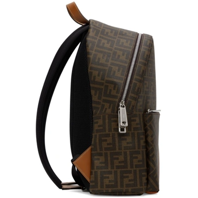 Shop Fendi Brown Leather 'ff' Backpack In F1dza - Tab