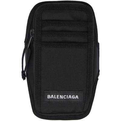 Shop Balenciaga Black Explorer Arm Phone Holder Pouch In 1000 Black