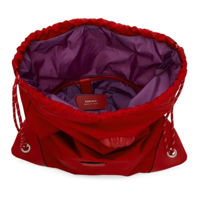 Shop Versace Red 'la Medusa' Nylon Drawstring Backpack In 1r14p Red