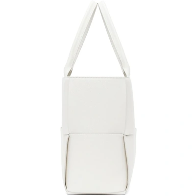 Shop Bottega Veneta White Intrecciato Arco Tote In 9009 White Gold