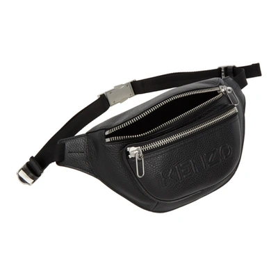 Shop Kenzo Black Leather Bum Bag In 99 - Black