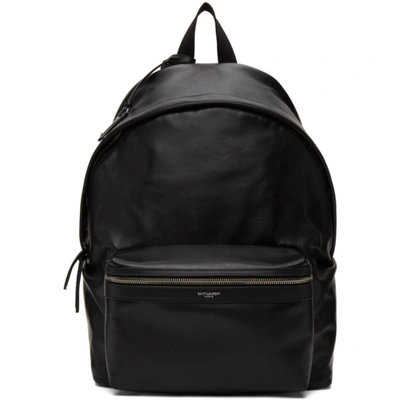 Shop Saint Laurent Black City Backpack In 1000 Black